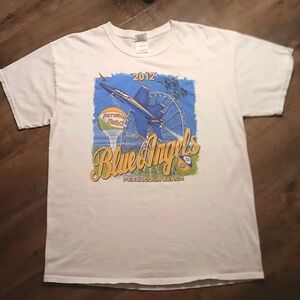 Vintage 2012 Blue Angels White Short Sleeve Graphic Tshirt